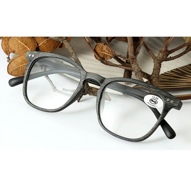 

Очки Seemfly с имитацией под дерево для мужчин и женщин, винтажные модные аксессуары для чтения при пресбиопии, с полноразмерной оправой, с диоп...