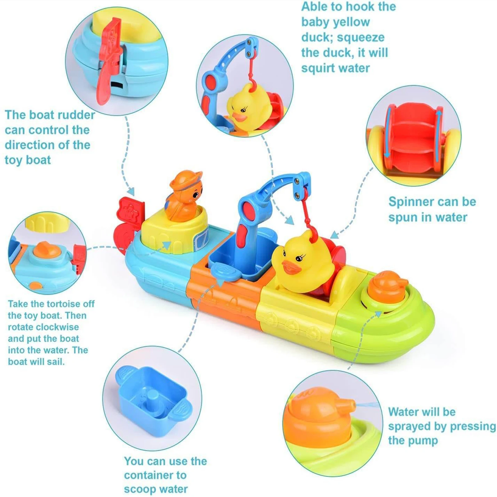 

Baby Boating Bath Plaything Plastic Non-Toxic Eco-Friendly Colorful Educational Wind Up Toy Boat For Bath Bathtub Baby Gift