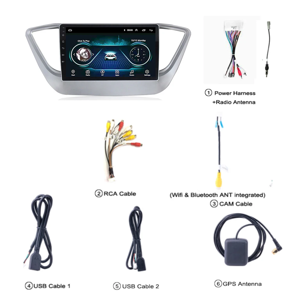 Автомагнитола для Hyundai Verna Solaris мультимедийная стереосистема 2016-2018 9 &quot Android 8 1