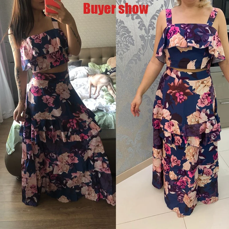 Женский комплект из двух предметов укороченный топ с оборками и многослойное