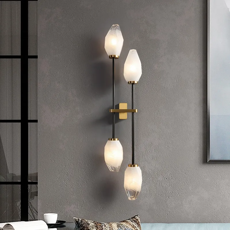 

Copper Luxury LED Wall Lamp E14 Modern Bedroom Bedside Glass Sconce 2/4 Heads Designer Aisle Corridor Background Deco Wall Light
