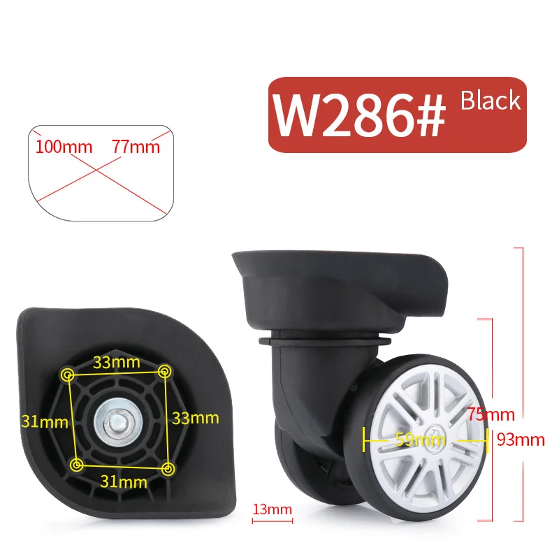 Hot-selling wheel accessories repair travel luggage mute wear-resistant wheels black caster accessories a pair of boutique wheel