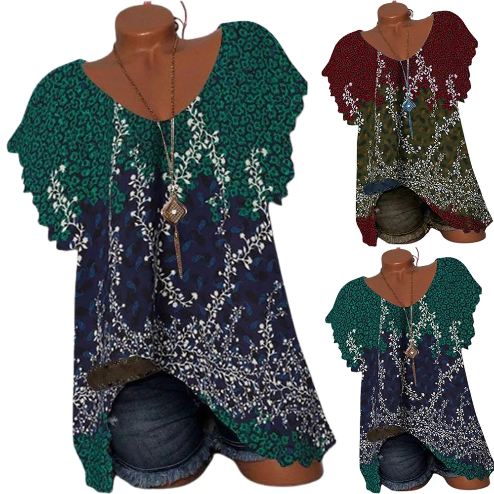 

Woman Tshirts Print O Neck Short Sleeve Loose Top Ladies Retro Streetwear T Shirt Female Beach Casual Women Clothing Summer