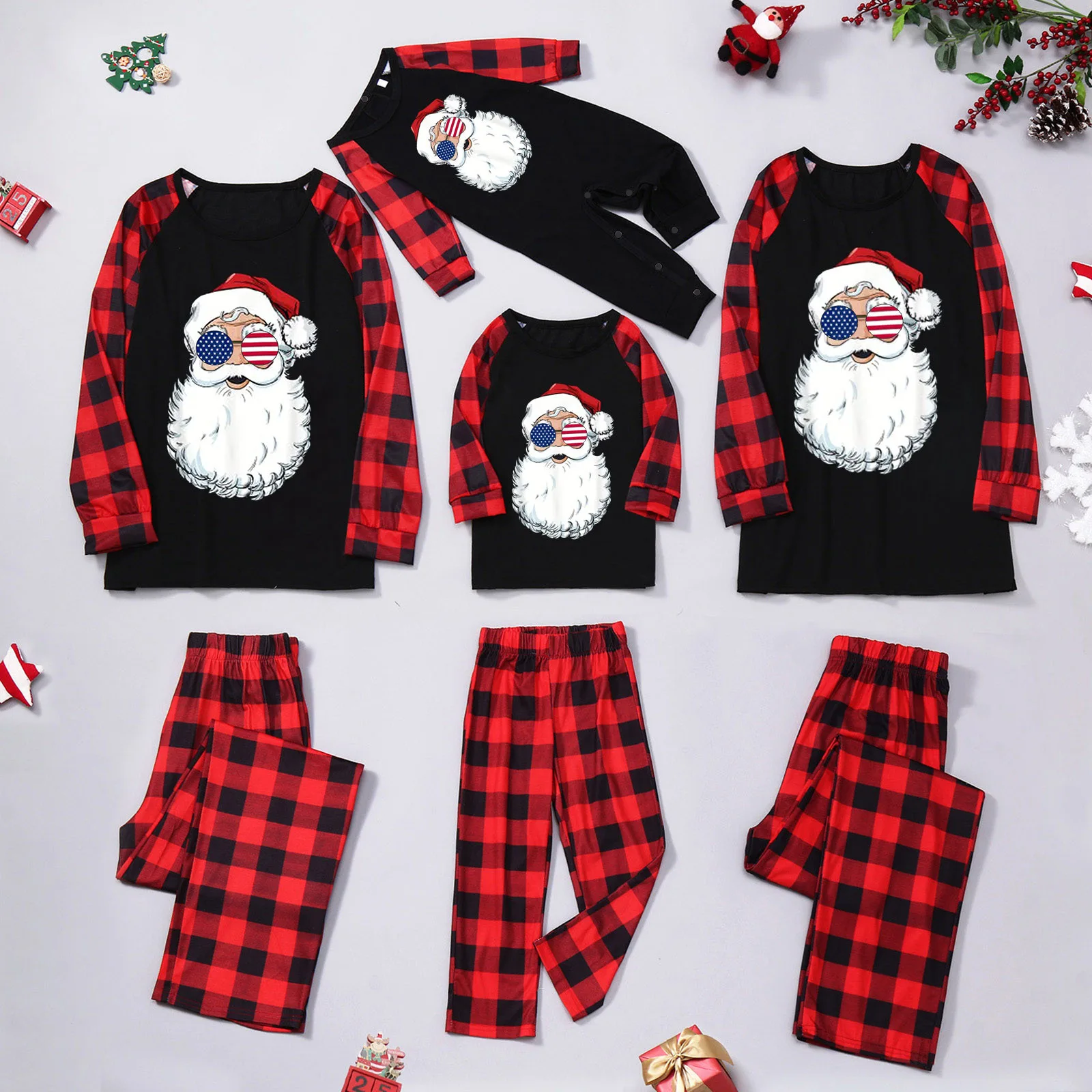 Autumn Winter Christmas Family Matching Pajamas Sets Kids Casual Sleepwear Suit For Baby Mother and 
