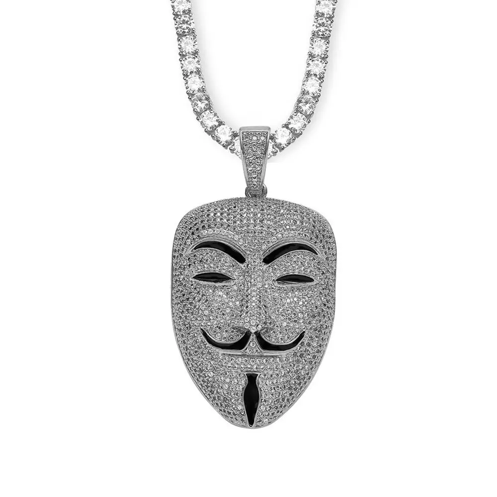 Американский фильм V для вендетты персонаж маска голова циркон кулон ожерелье