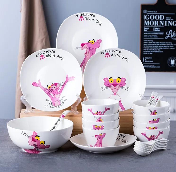 Посуда керамическая чаша блюдо суп бант Розовая пантера кухонные инструменты