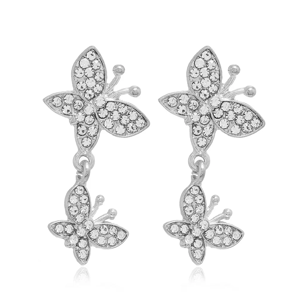 

Cute Animal Bite Drop Earrings For Women Double Crystal Butterfly Wedding Party Jewelry Female Modern Accossories Hot Earring