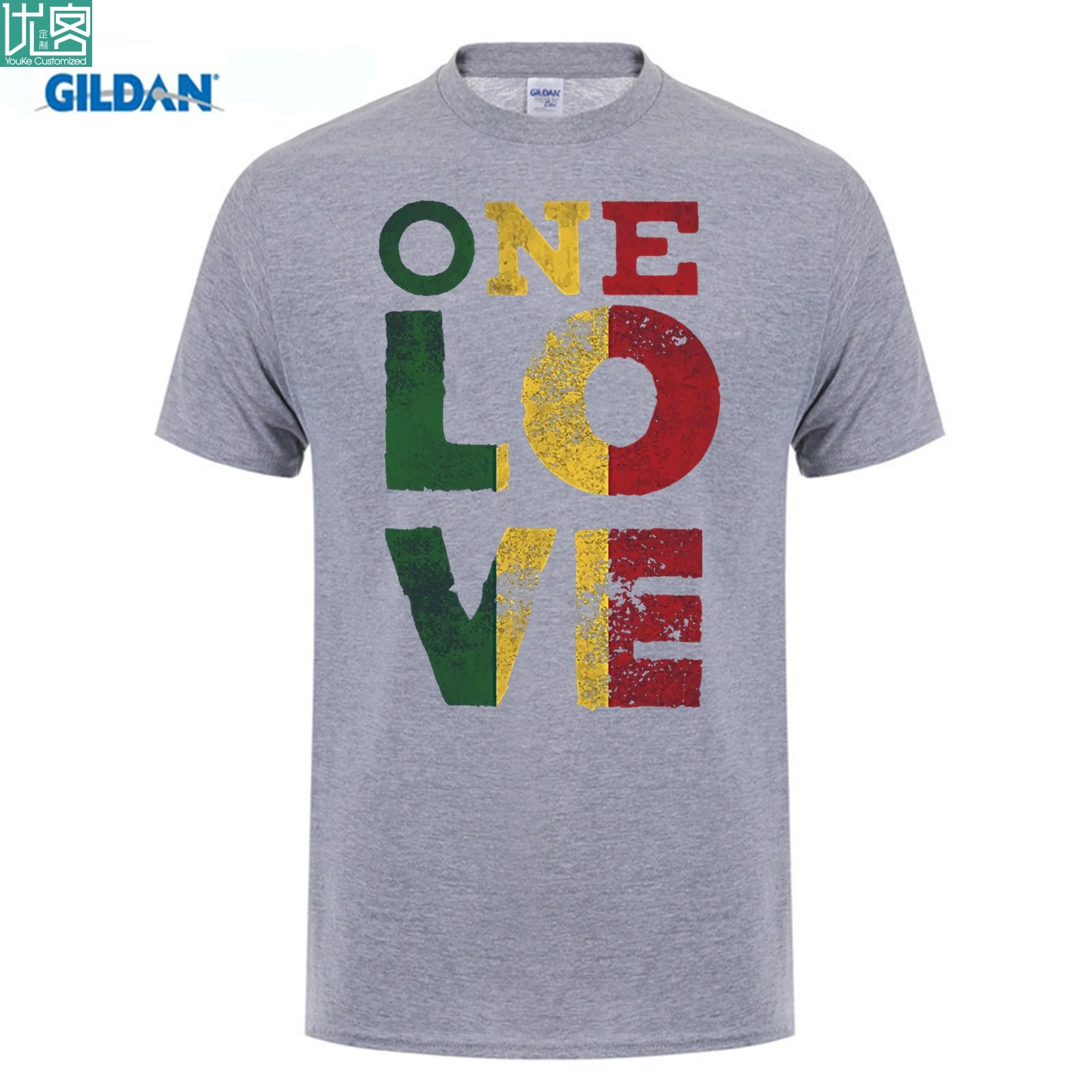 Футболка из 100% хлопка с круглым вырезом и принтом One Love футболки Rasta Reggae для мужчин