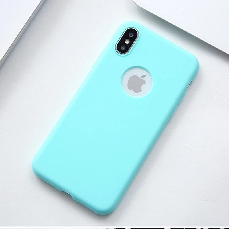 Чехол конфетного цвета с отверстием для iphone 7, 8, 6, 6s Plus, X, XS, MAX, XR, 10, милая девушка, матовый Мягкий силиконовый чехол для телефона