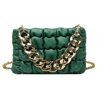 for womens 2021 shoulder bags chain shoulder purses pleated cube handbag women clutch bags ladies hand bag branded green