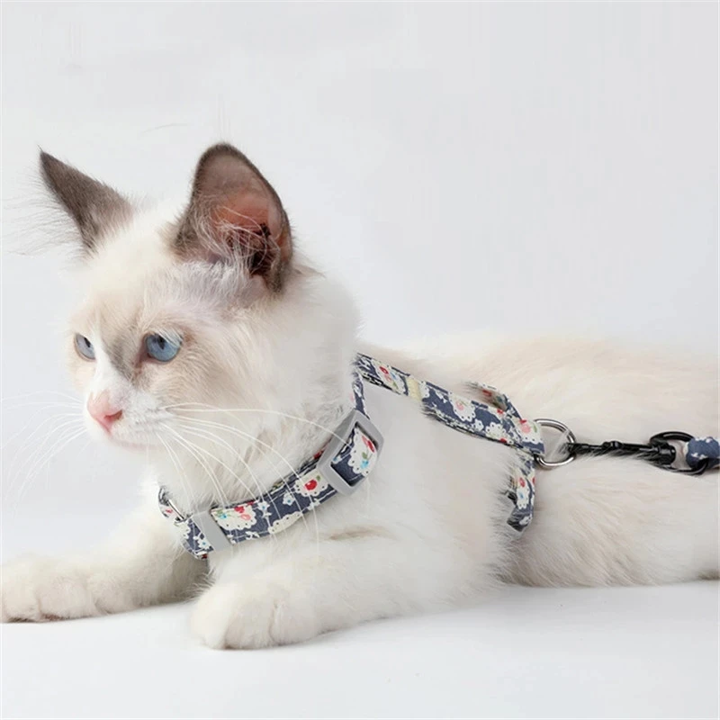 

8 Colors Adjustable Pet Cat Collars for Cats Japanese Style Cat Harness and Leash Walking Katten Gotas Lead Collar Pet Supplies