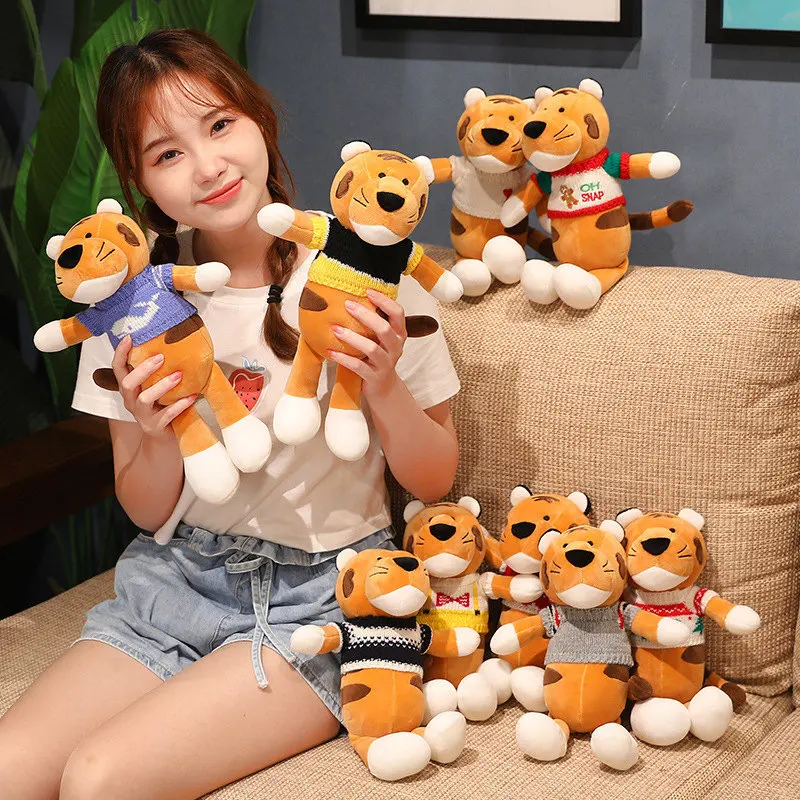 

30 см милый тигр с одеждой, плюшевые игрушки, мягкие Мультяшные животные, куклы, диван, Декор, мягкая детская подушка для девочек, детские пода...