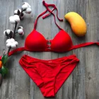 Женский купальник бикини с высокой талией, однотонный спортивный купальник с открытой спиной, пуш-ап, с подкладкой, #20, 2020