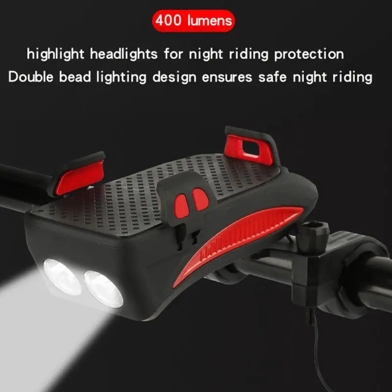 

4 in 1 light bike Bicycle Front Light Bicycle Light USB Rechargeable LED Bicycle Headlight Bike Horn Handlebar Phone Holder