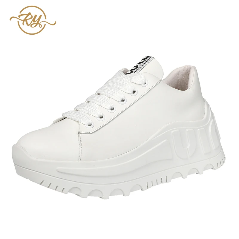RY RELAA женские кроссовки Белая обувь на толстой подошве Новинка 2018 года кожаная