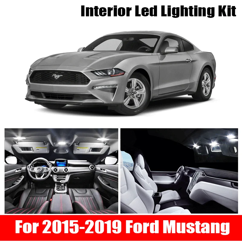 

Белые светодиодные с подсветкой Canbus для салона автомобиля, 8 шт., обновленный комплект для 2015, 2016, 2017, 2018, 2019, Ford Mustang, светодиодные купольные фонари для салона