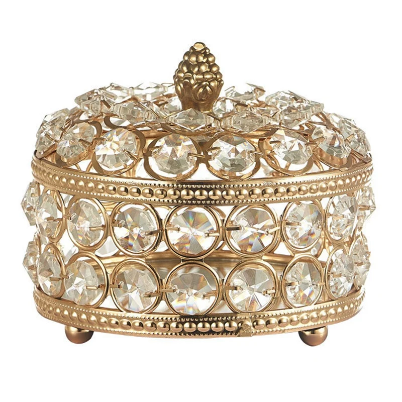 

Crystal Retro Jewelry Storage Box Necklace Earrings Cosmetics Case Jewelry Organizer Display Jewelry Box Storage