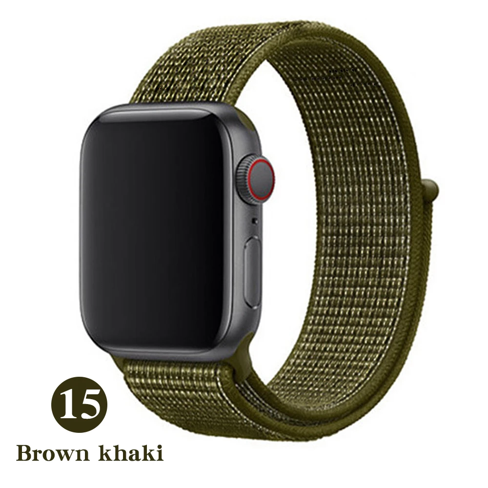 Brown khaki Ремешок для Apple Watch серии 5 4 iwatch 42 мм 38 мм 44 мм 40 мм correa Apple Watch ремешок 321 аксессуары для умных часов браслет - Цвет ремешка: Brown khaki