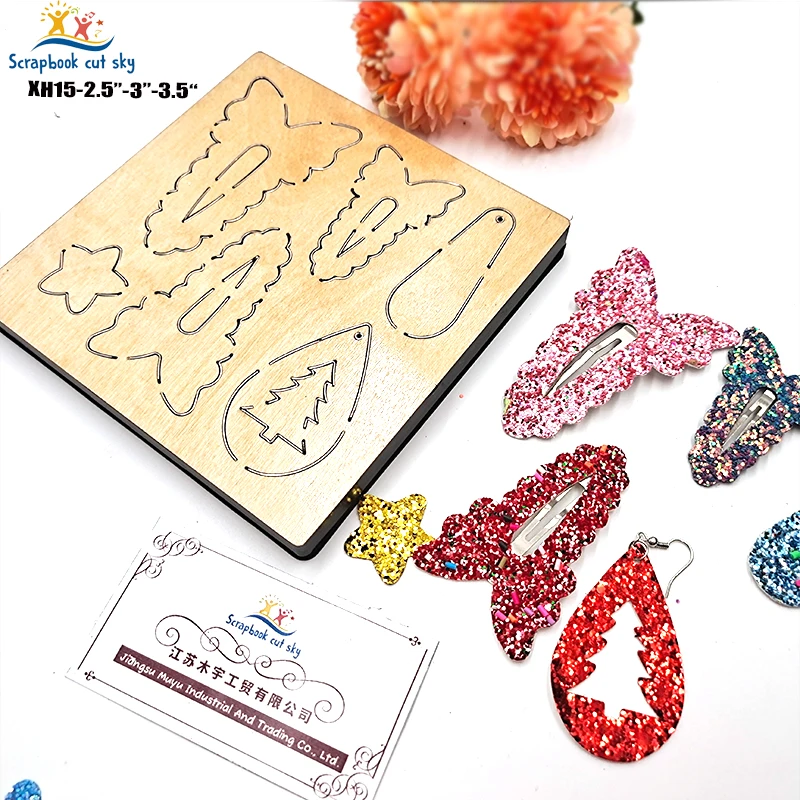 

Пресс-формы для сережек и клипс XH15 Muyu, деревянная форма для скрапбукинга, подходит для общего рынка машин