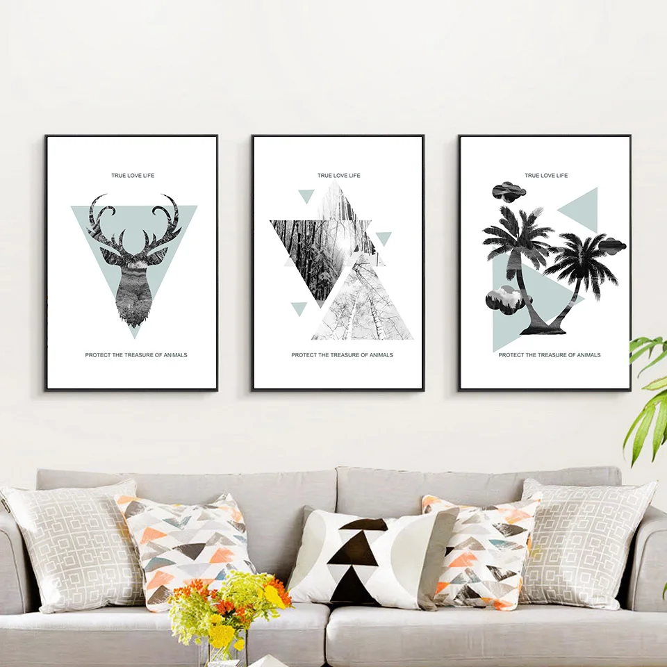 Олень с обнаженной женщины настенный Арт холст живопись скандинавские плакаты