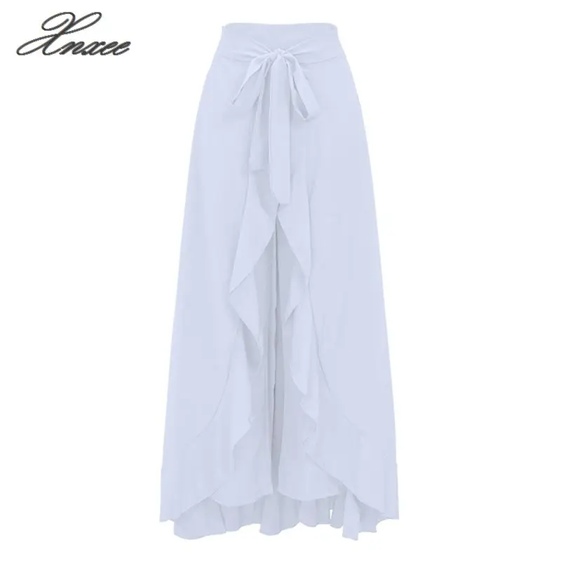 

European and American explosion models fashion women's high waist with pleated ruffled loose trousers