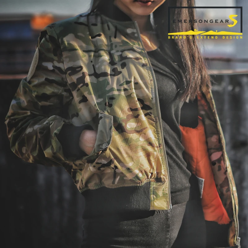 Женская теплая куртка Emersongear тактический стиль MA1 зимняя Camoflage SoftShell