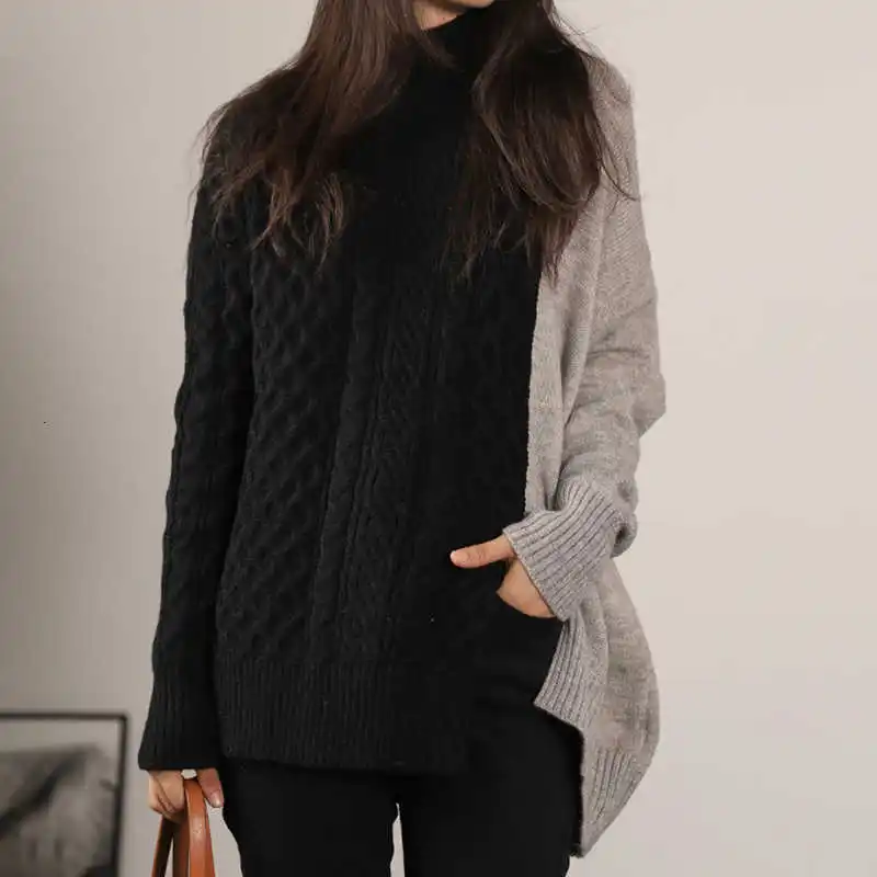 Женский свитер с высоким воротником CHICEVER трикотажный пуловер длинным рукавом и