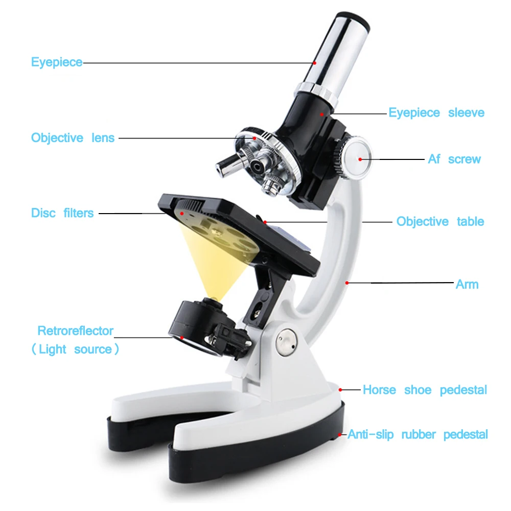 KKmoon Professional 100X-1200X Metal Biological Microscope Scientific Microorganism Microscopic Magnifier Set | Инструменты