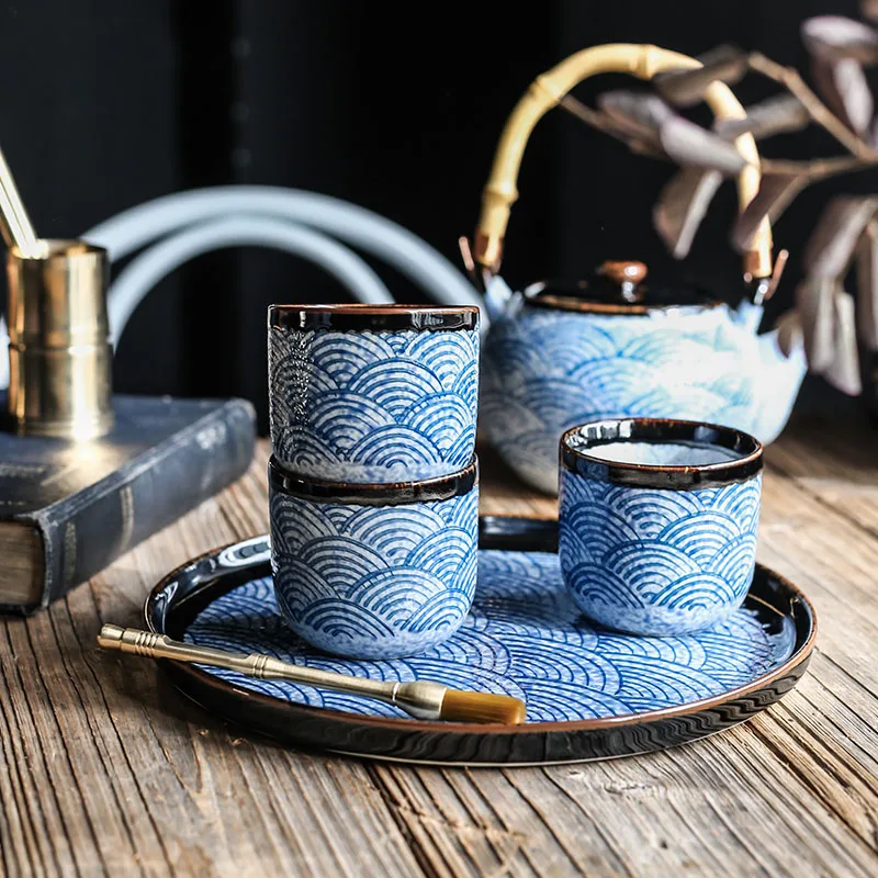 Чашки ANTOWALL в японском стиле с морской волной керамическая чашка для чая воды