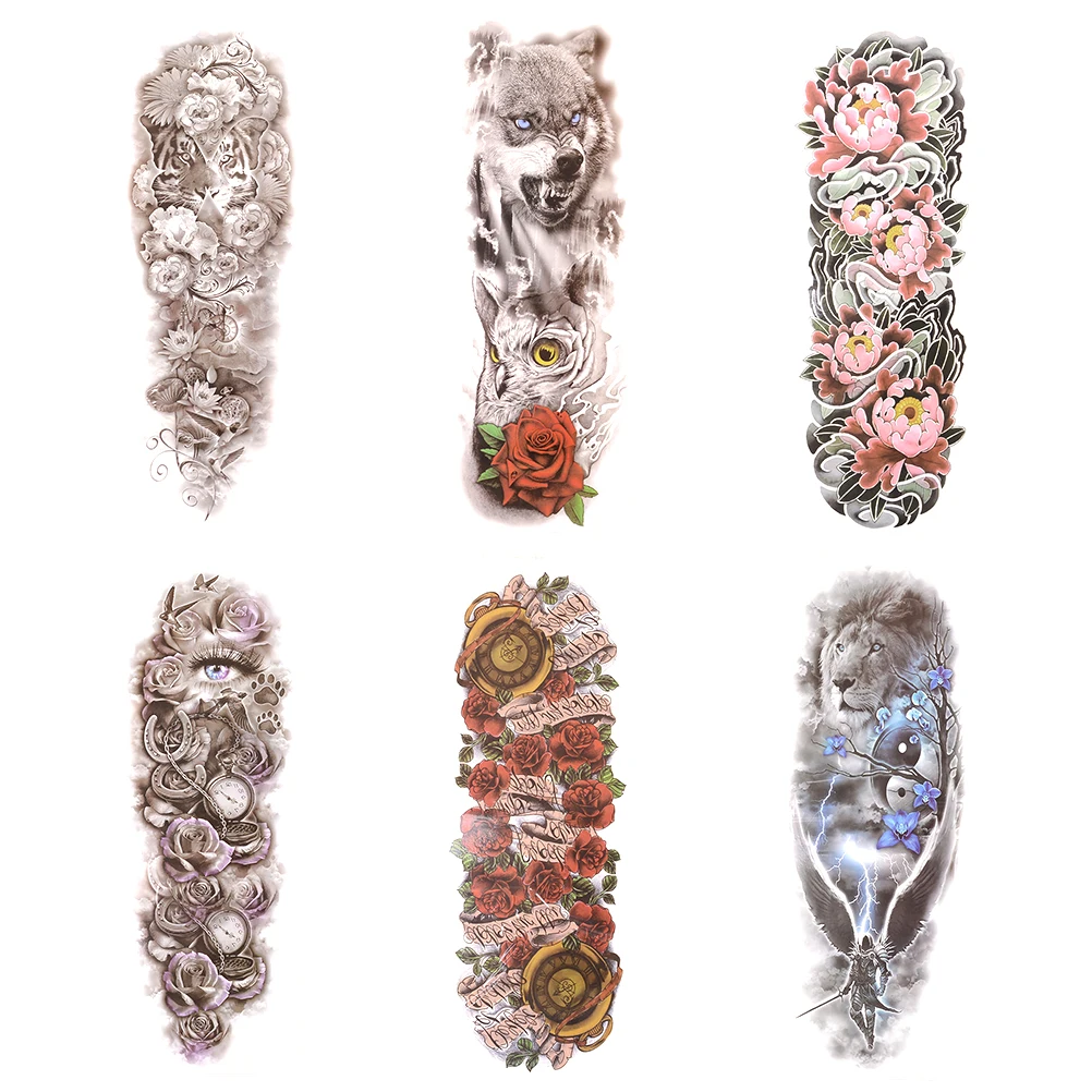 

3D мужская татуировка на руку, Временные татуировки, наклейка, искусственная татуировка, водонепроницаемая Наклейка на тело