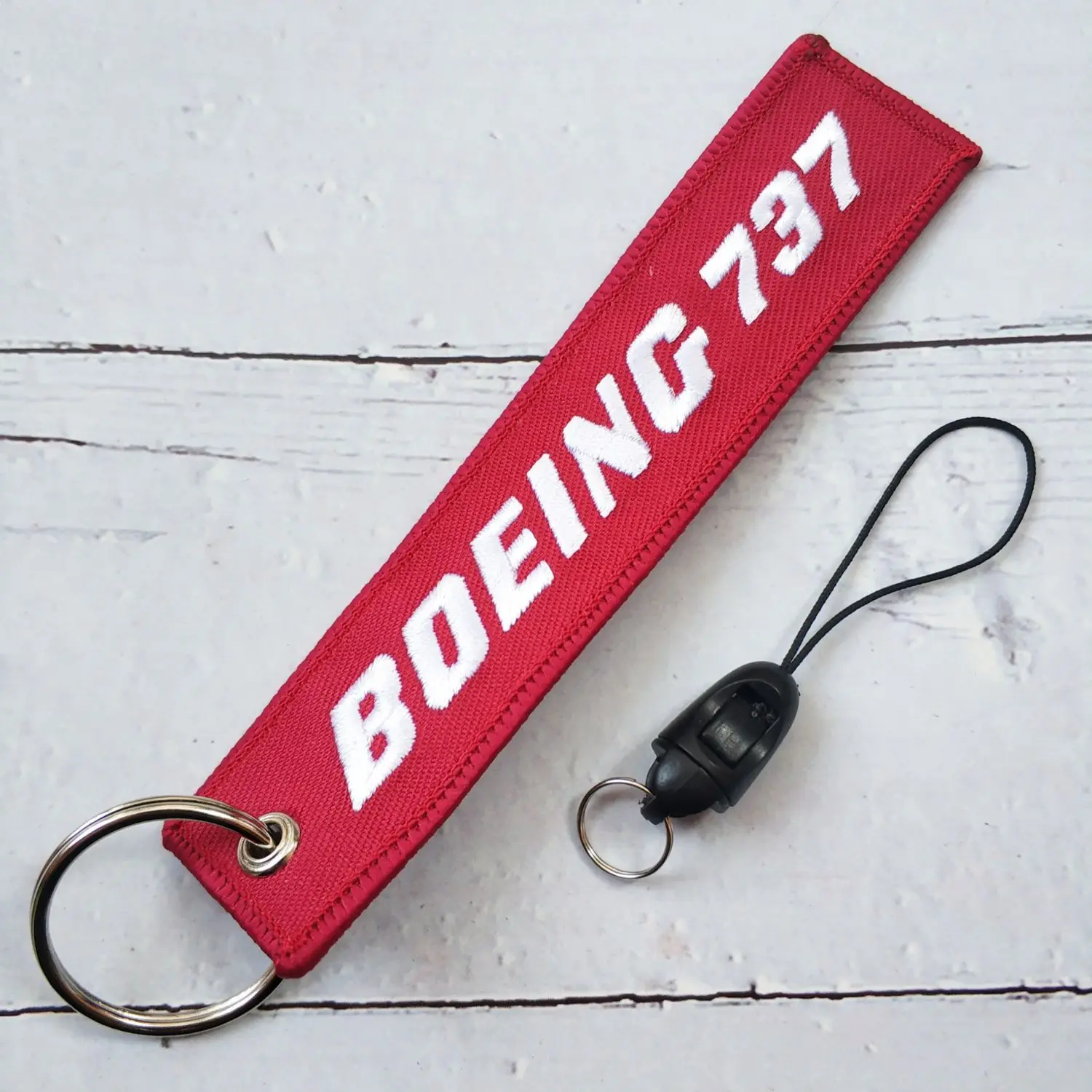 Red Embroidery Boeing 737 Phone Strap for iPhone Wrist Strap Lanyard for Keys Gym Phone Case Straps Badge Holder for Aviator
