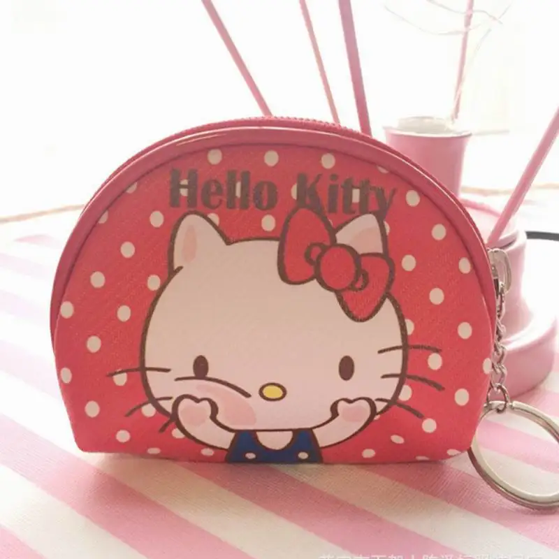 Hello kitty холщовый ручной кошелек для монет и кошелек, чехол, сумка; карманная цепочка для ключей, женская сумка-держатель для макияжа