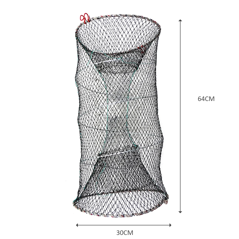 

Foldable Bait Cast Mesh Trap Net Portable Fishing Landing Net Shrimp Cage For Fish Crayfish Crab With Hand Rope Floating Circle