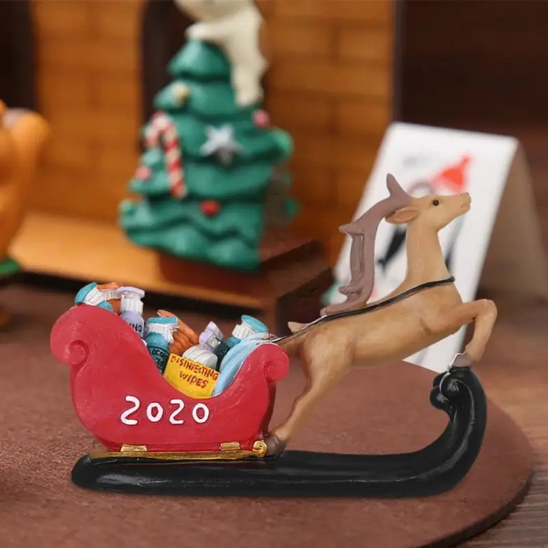 

Three-dimensional Christmas Elk Sculpture Resin Party Craft Ornament Living Room Cabinet Statue Home Decorations Supplies