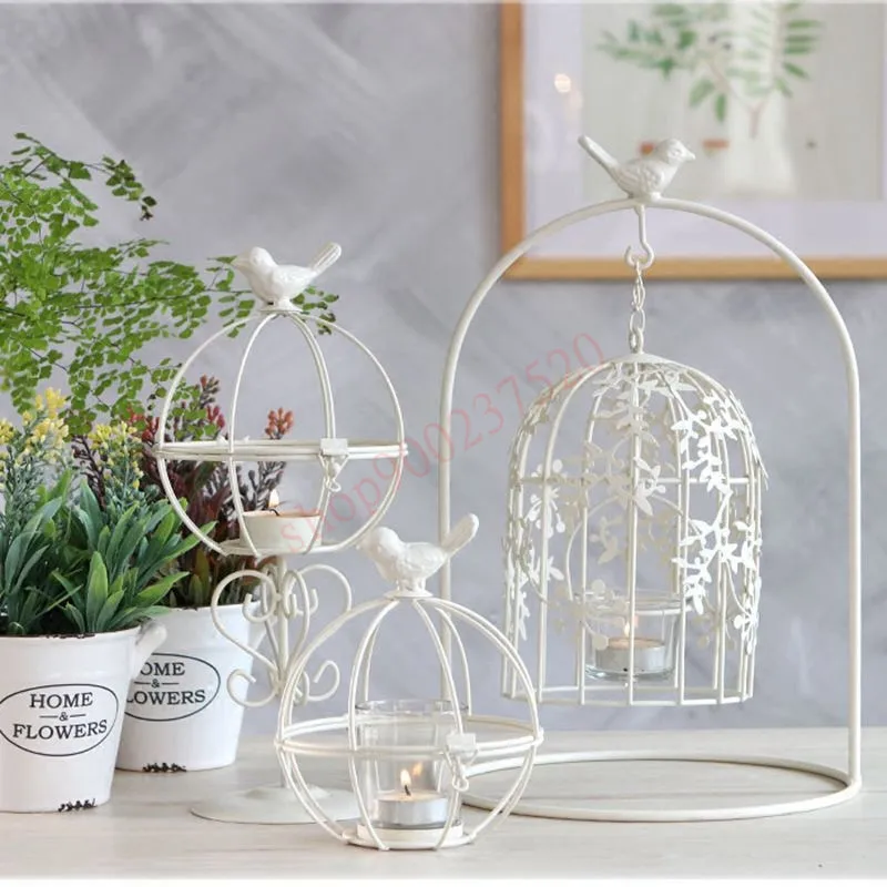 Американский Сельский Железный клетка для птиц подсвечник под старину украшение