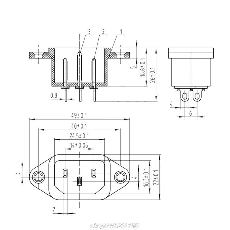 

AC 250V 10A IEC320 C14 3 Pin Male Power Cord Inlet Socket F25 21 Dropshipping