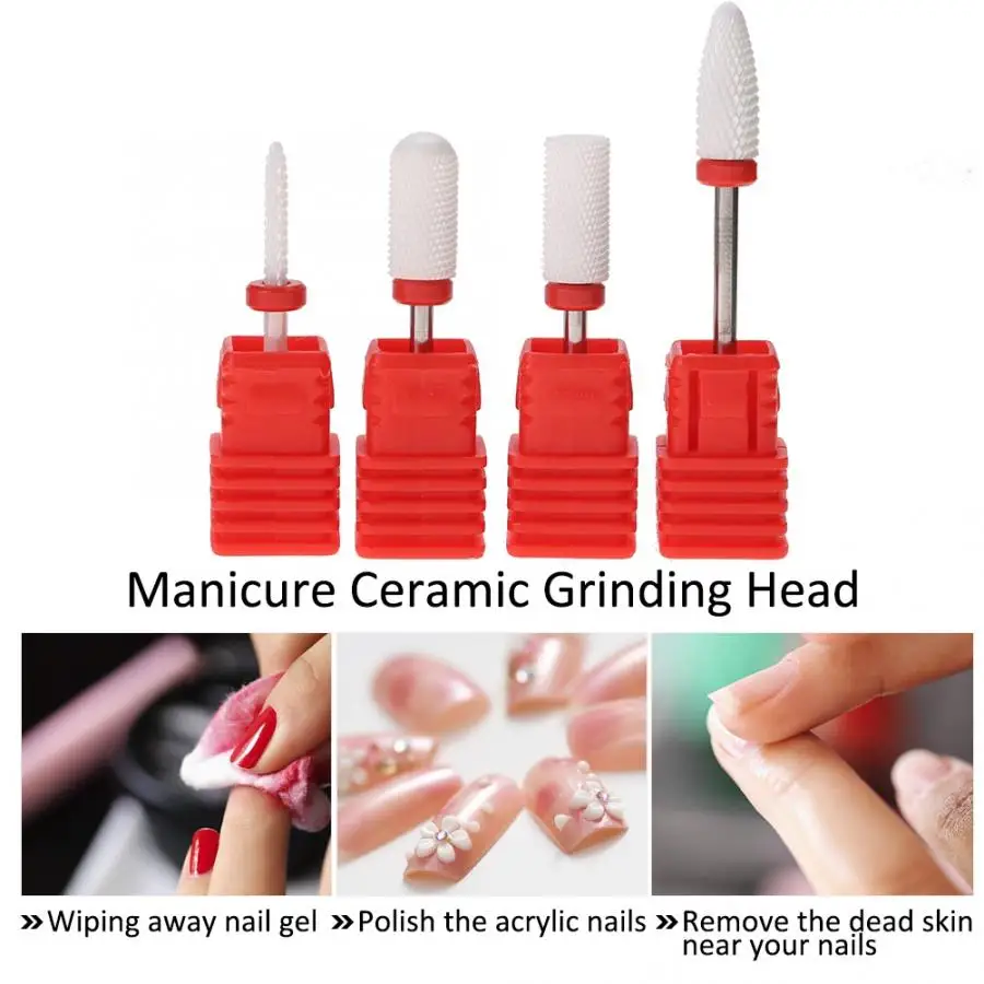 4 типа сверла для ногтей круглая плоская керамическая Шлифовальная головка