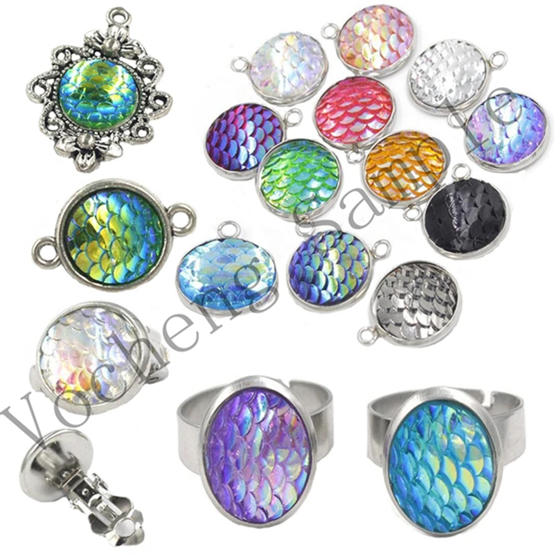 

100pcs/lot 10mm Colorful DIY Resin Fish Scales Spacers Loose Beads Pad Fit Bracelet Necklace Ring Earrings Jewelry Findings