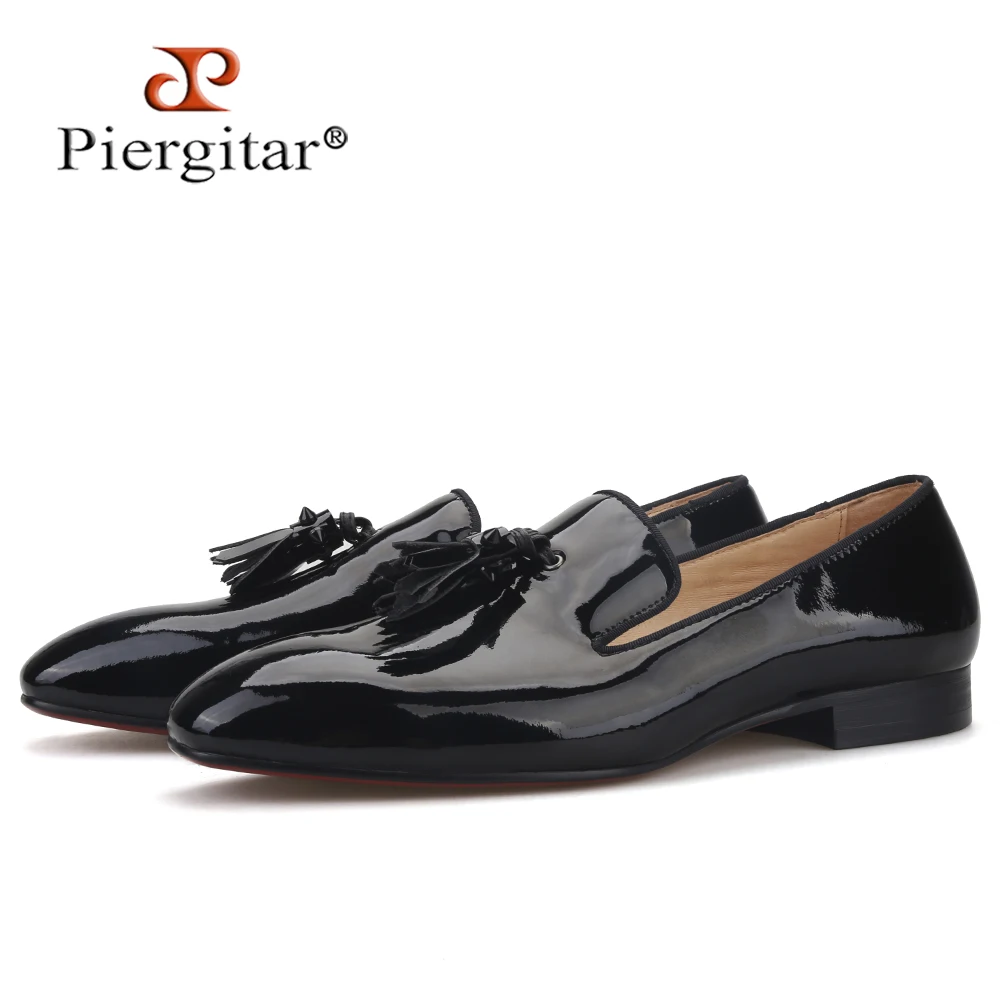 Piergitar new handmade men leather shoes with spikes tassel fashion party and wedding men's loafers plus size male flats | Обувь