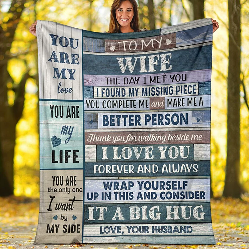 

You Are My Life Fleece Blanket Letter Printed Warm Blanket for Sofa Bed EIG88