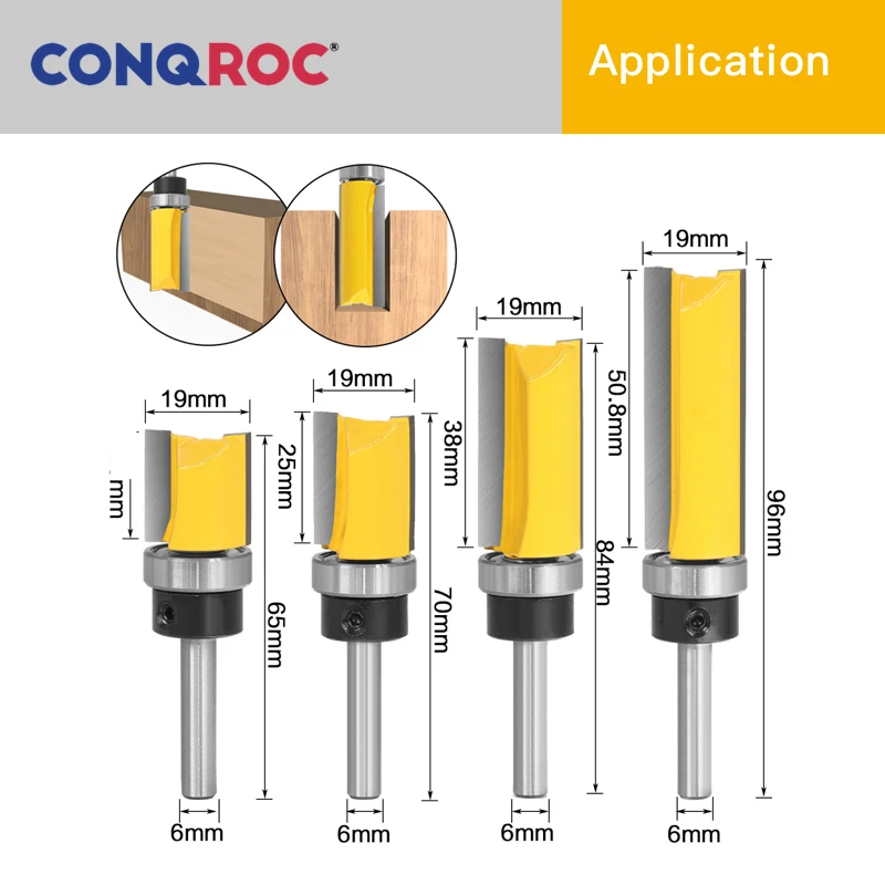 4 шт. удлиненные фрезы для роутера с прямым углублением набор шаблонов резки