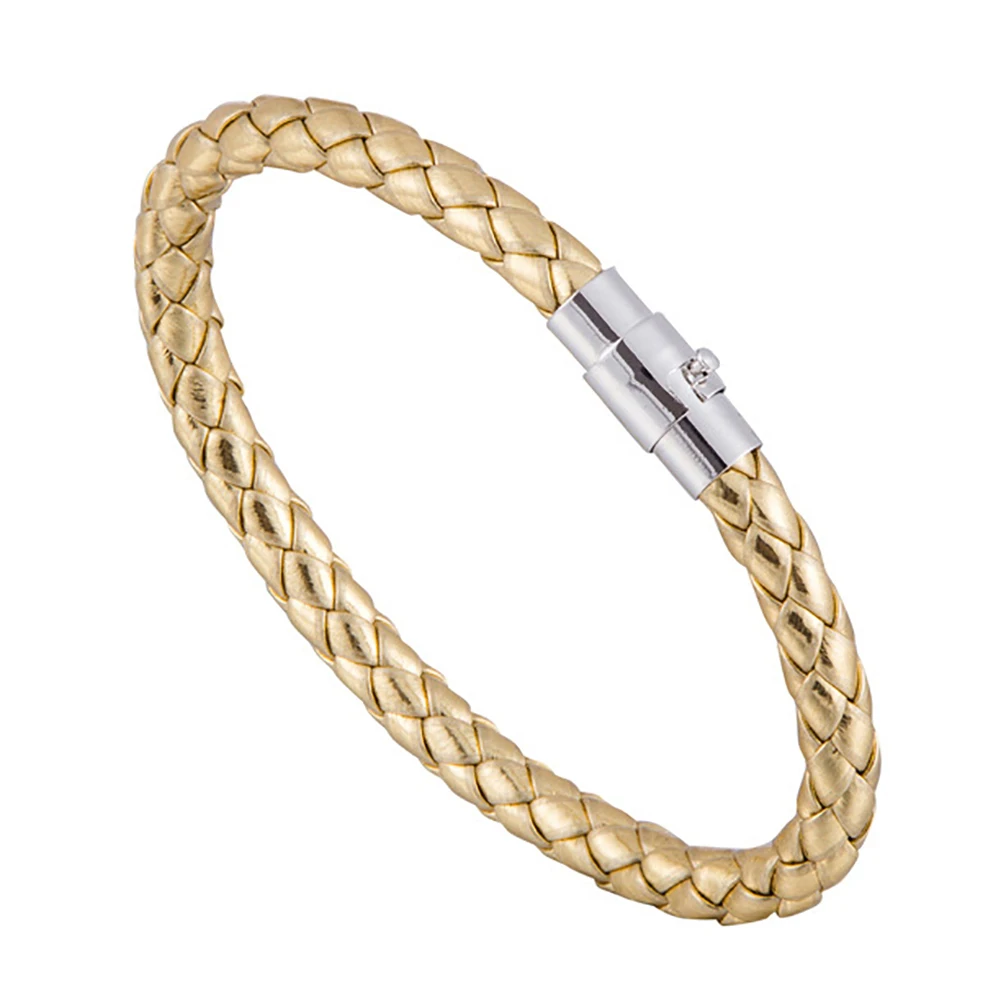 Женская мода Кожаный Плетеный веревочный пряжки браслет с запахом ювелирное