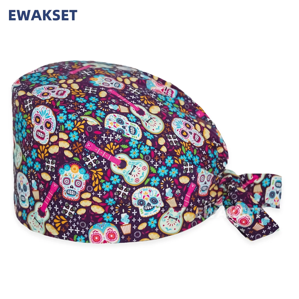 Шапочка для Хэллоуина регулируемая хлопковая с принтом салона красоты хирурга