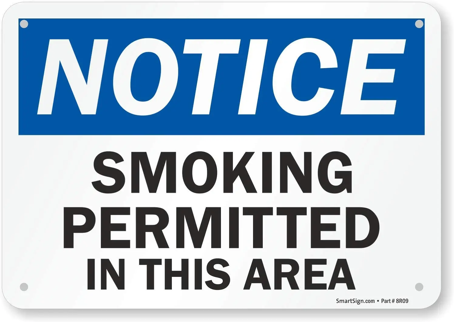 

SmartSign"Notice Smoking Permitted in This Area" Sign | 7" x8" Aluminum