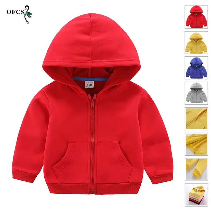 

Winter Cute Baby Girls Jacket Kids Boys Add Wool Warm Coats Solid Color Hoodie Sweatshirts Infant Children's Clothing For 2-12Y