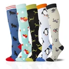 Носки компрессионные унисекс, с рисунком животных, лиса, пингвин, кошка