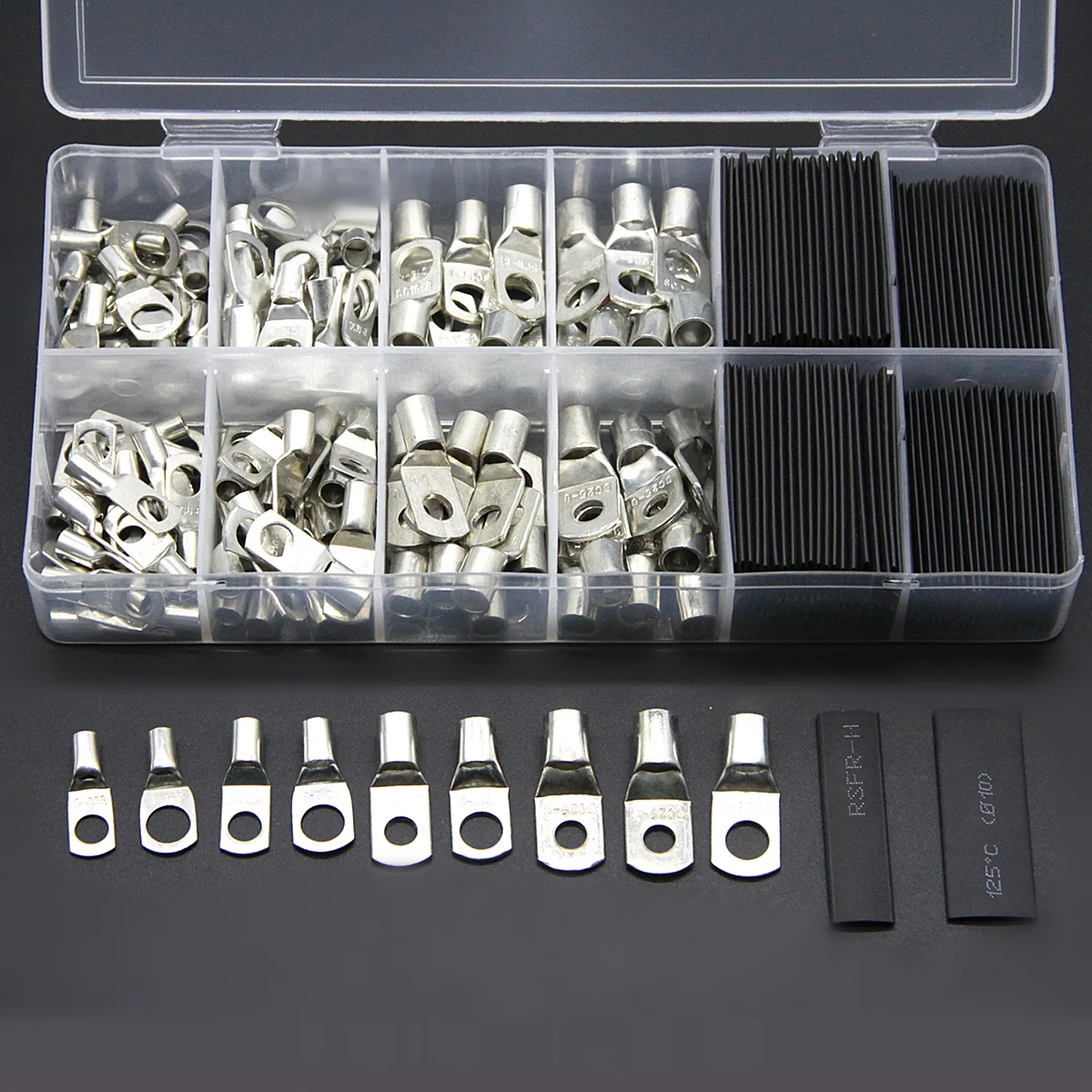 

240PCS Assortment Crimp Terminals SC Tinned Copper Lug Ring Electrical Wire Connectors Bare Terminals Kit
