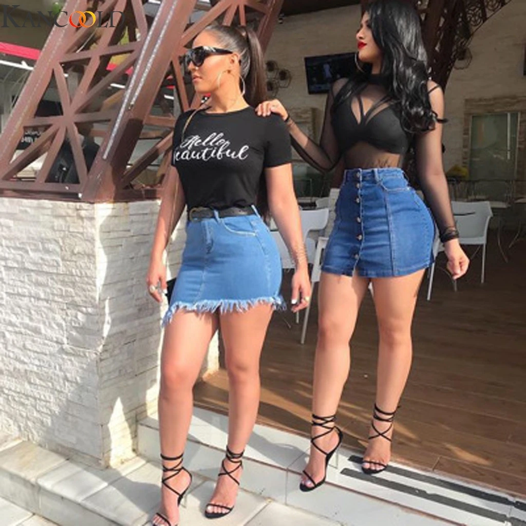 Женская однотонная джинсовая юбка-карандаш с высокой талией и карманами | одежда