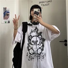 Женская футболка в готическом стиле Y2K, топ в стиле Харадзюку С аниме и мультяшным принтом, Винтажная футболка в стиле панк, черная Корейская футболка