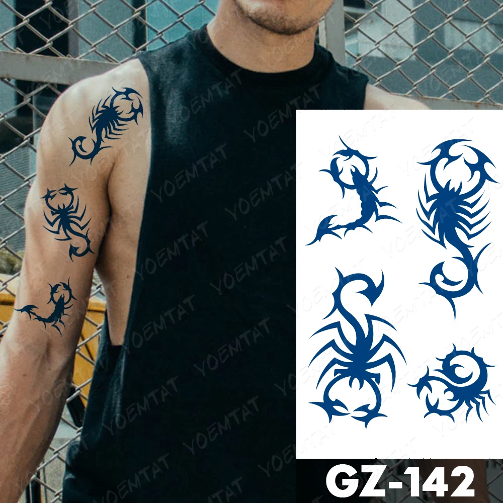 

Juice Ink Lasting Waterproof Temporary Tattoo Sticker Dragon Totem Wolf Tiger Flame Flash Tattoos Male Arm Body Art Fake Tatto
